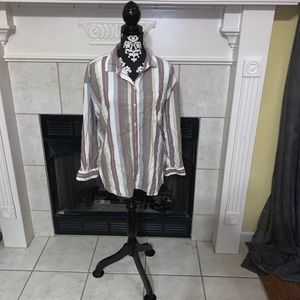american eagle striped button up